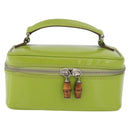 GUCCI Bamboo Vanity Pouch Patent leather Green Silver 032 1956 0151 Auth 173916-2