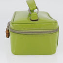 GUCCI Bamboo Vanity Pouch Patent leather Green Silver 032 1956 0151 Auth 173916-4