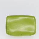 GUCCI Bamboo Vanity Pouch Patent leather Green Silver 032 1956 0151 Auth 173916-9