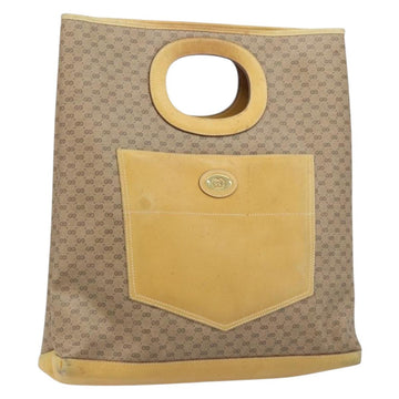 GUCCI Micro GG Supreme Hand Bag PVC Leather Beige Gold Auth 173918