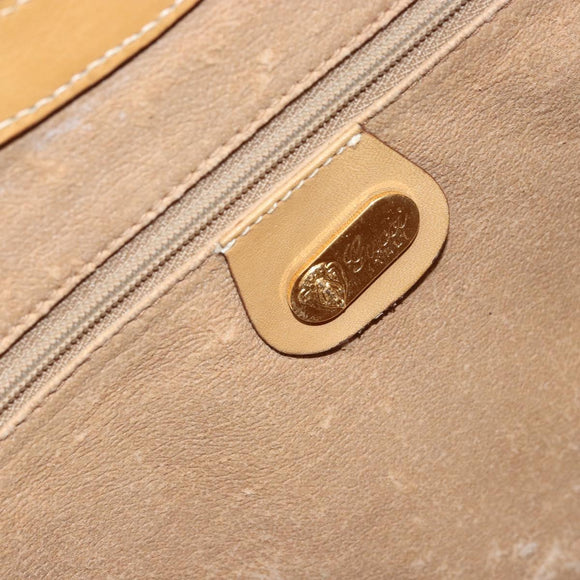 GUCCI Micro GG Supreme Hand Bag PVC Leather Beige Gold Auth 173918