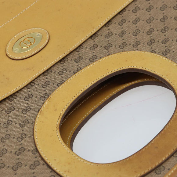 GUCCI Micro GG Supreme Hand Bag PVC Leather Beige Gold Auth 173918