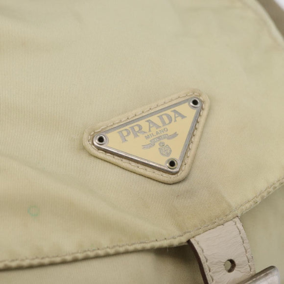 PRADA Backpack Nylon Ivory Silver Auth 173920