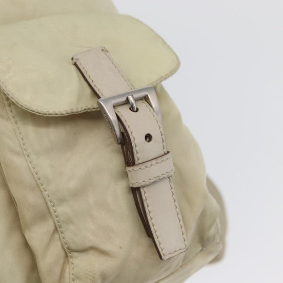 PRADA Backpack Nylon Ivory Silver Auth 173920