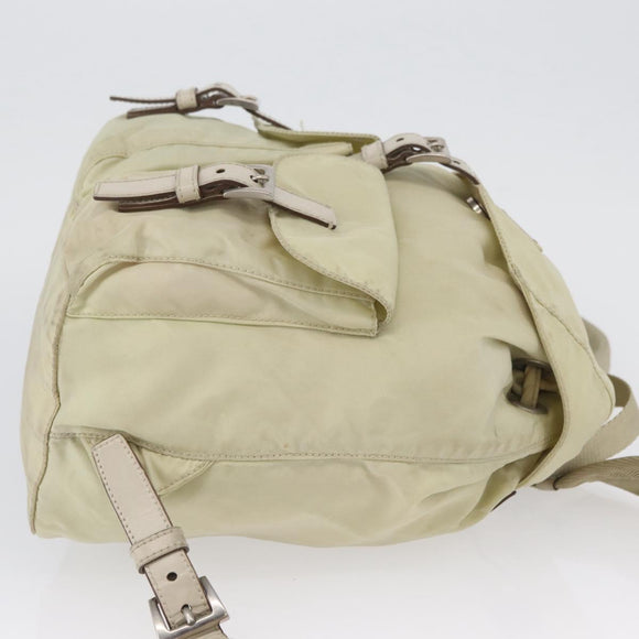 PRADA Backpack Nylon Ivory Silver Auth 173920