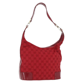 GUCCI GG Canvas Shoulder Bag Red Gold 001 4204 3444 Auth 173921