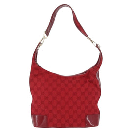 GUCCI GG Canvas Shoulder Bag Red Gold 001 4204 3444 Auth 173921 - 0