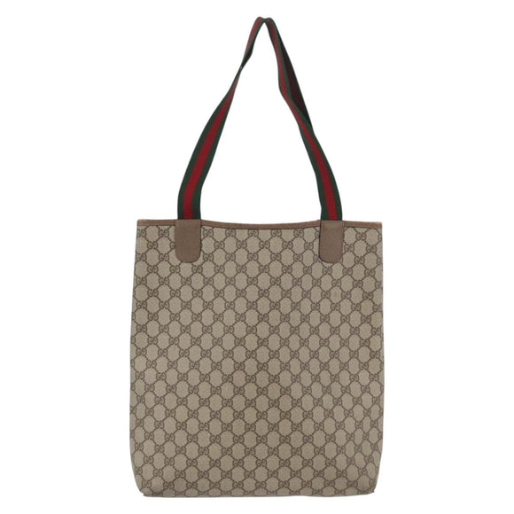 GUCCI GG Supreme Web Sherry Line Tote Bag PVC Beige Red 39 02 003 Auth 173923