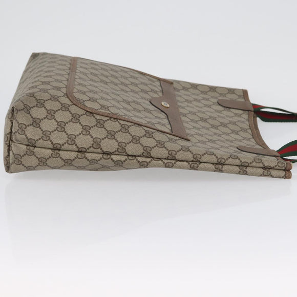 GUCCI GG Supreme Web Sherry Line Tote Bag PVC Beige Red 39 02 003 Auth 173923