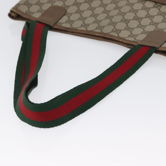 GUCCI GG Supreme Web Sherry Line Tote Bag PVC Beige Red 39 02 003 Auth 173923