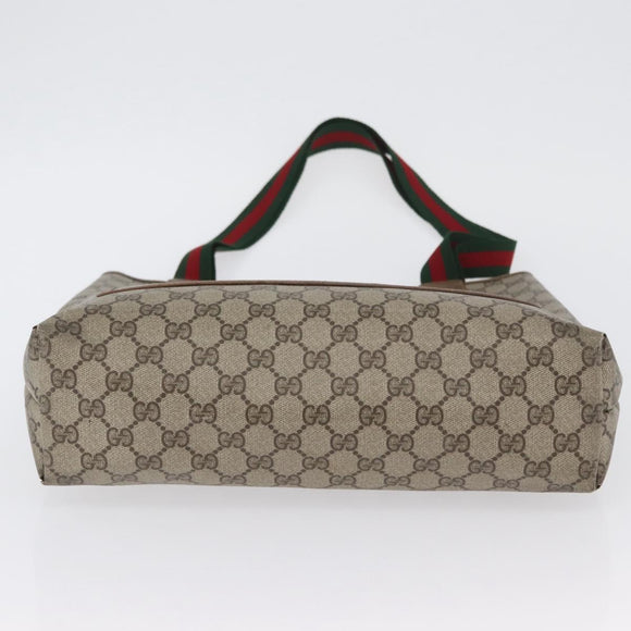 GUCCI GG Supreme Web Sherry Line Tote Bag PVC Beige Red 39 02 003 Auth 173923