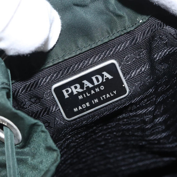 PRADA Backpack Nylon Green Silver Auth 173925
