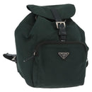PRADA Backpack Nylon Green Silver Auth 173925-1