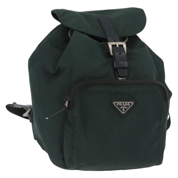 PRADA Backpack Nylon Green Silver Auth 173925