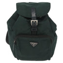 PRADA Backpack Nylon Green Silver Auth 173925-13