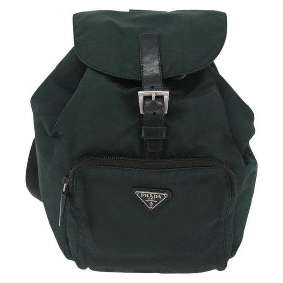 PRADA Backpack Nylon Green Silver Auth 173925