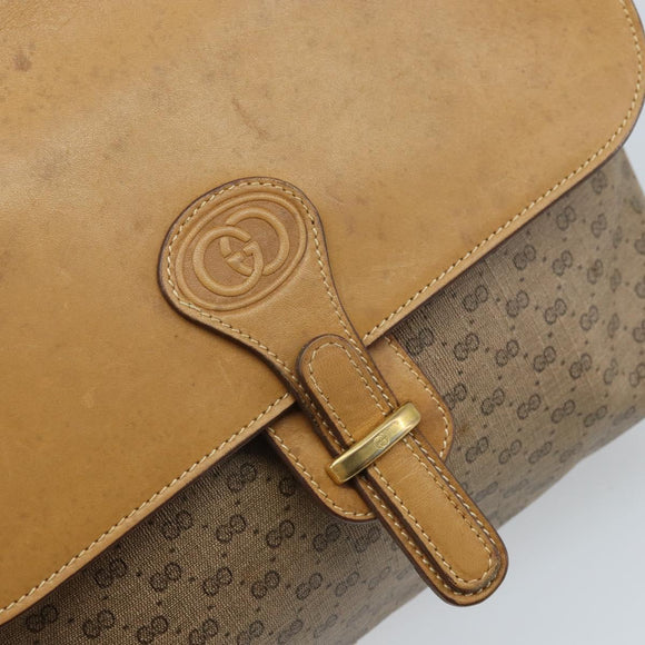 GUCCI Micro GG Supreme Shoulder Bag PVC Beige Gold Auth 173930