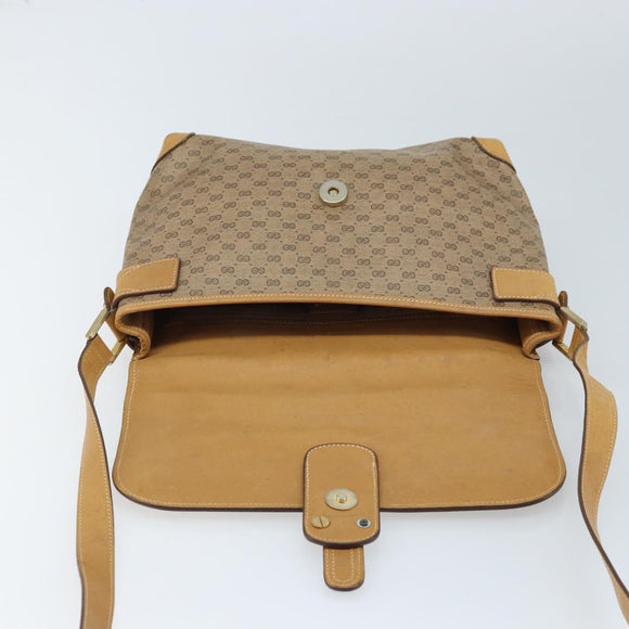 GUCCI Micro GG Supreme Shoulder Bag PVC Beige Gold Auth 173930