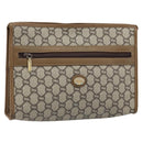 GUCCI GG Plus Supreme Clutch Bag PVC Beige Gold Auth 173932-1