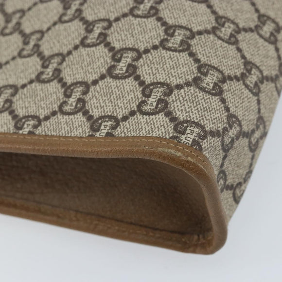 GUCCI GG Plus Supreme Clutch Bag PVC Beige Gold Auth 173932