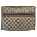 GUCCI GG Plus Supreme Clutch Bag PVC Beige Gold Auth 173932-13