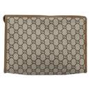 GUCCI GG Plus Supreme Clutch Bag PVC Beige Gold Auth 173932-2