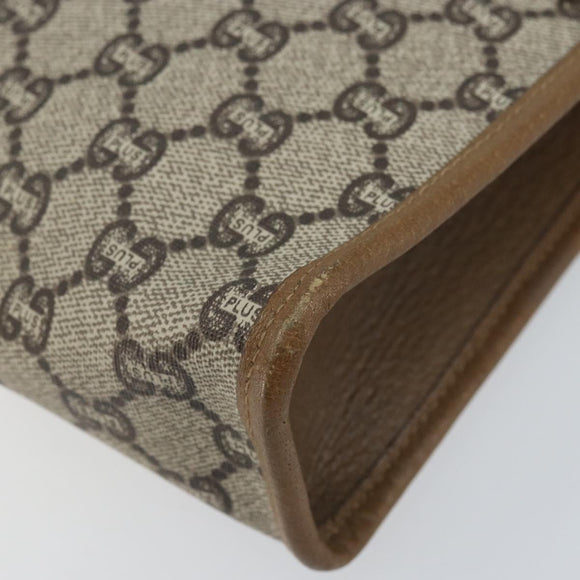GUCCI GG Plus Supreme Clutch Bag PVC Beige Gold Auth 173932