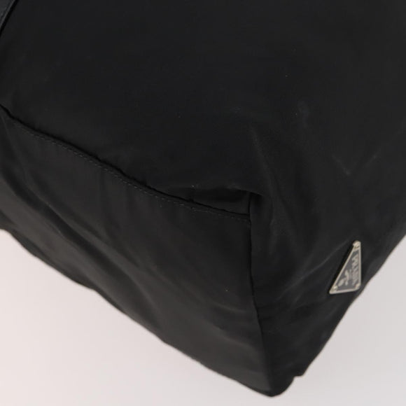 PRADA Boston Bag Nylon Black Silver Auth 173934