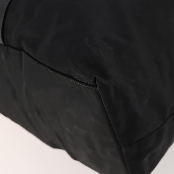PRADA Boston Bag Nylon Black Silver Auth 173934