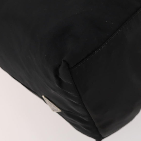 PRADA Boston Bag Nylon Black Silver Auth 173934