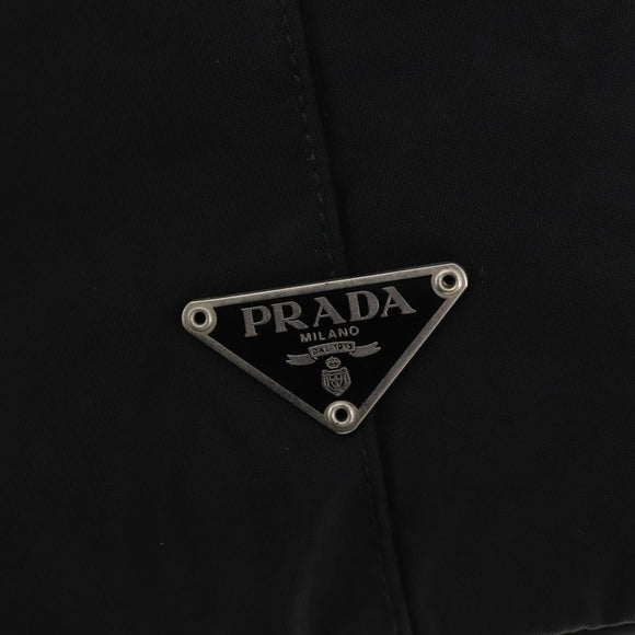 PRADA Boston Bag Nylon Black Silver Auth 173934