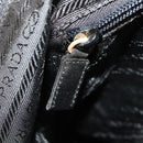 PRADA Boston Bag Nylon Black Silver Auth 173934-22