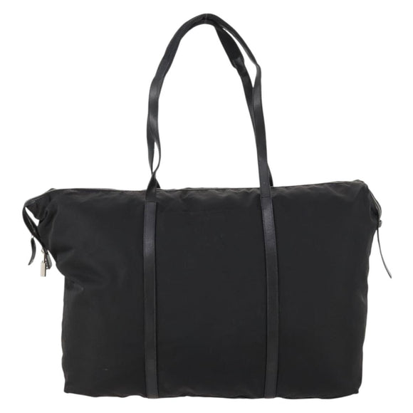 PRADA Boston Bag Nylon Black Silver Auth 173934
