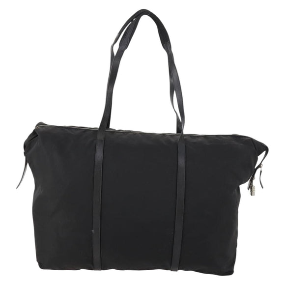PRADA Boston Bag Nylon Black Silver Auth 173934
