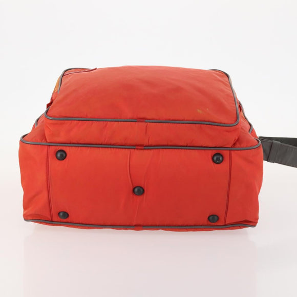 PRADA Sports Boston Bag Nylon 2way Orange Silver Auth 173935