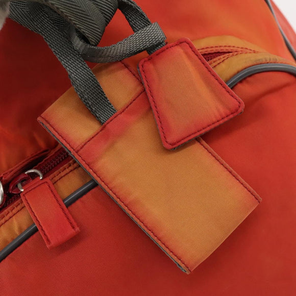 PRADA Sports Boston Bag Nylon 2way Orange Silver Auth 173935