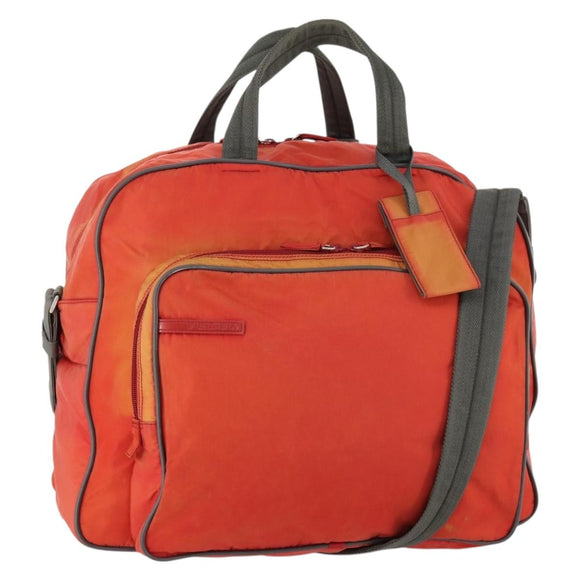 PRADA Sports Boston Bag Nylon 2way Orange Silver Auth 173935