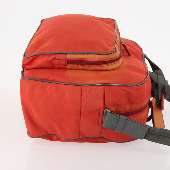 PRADA Sports Boston Bag Nylon 2way Orange Silver Auth 173935