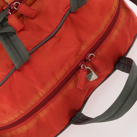 PRADA Sports Boston Bag Nylon 2way Orange Silver Auth 173935