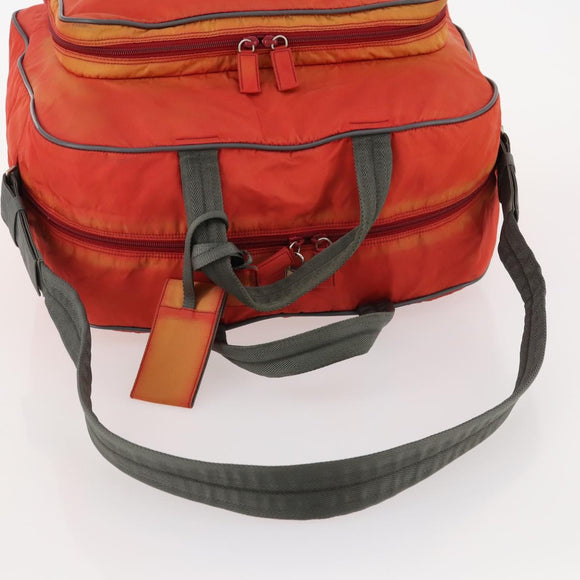 PRADA Sports Boston Bag Nylon 2way Orange Silver Auth 173935