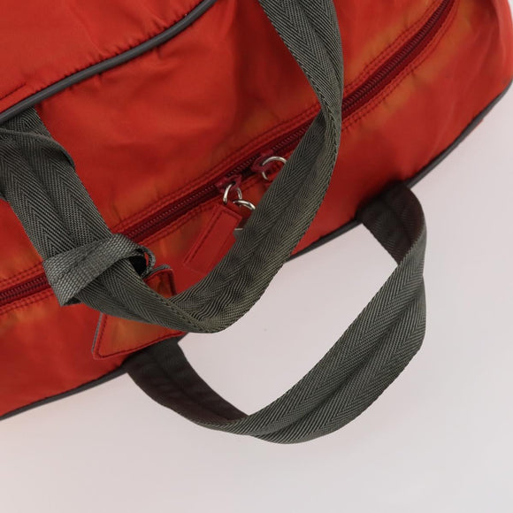 PRADA Sports Boston Bag Nylon 2way Orange Silver Auth 173935