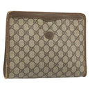 GUCCI GG Supreme Clutch Bag PVC Beige Gold 97 01 038 Auth 173939-1