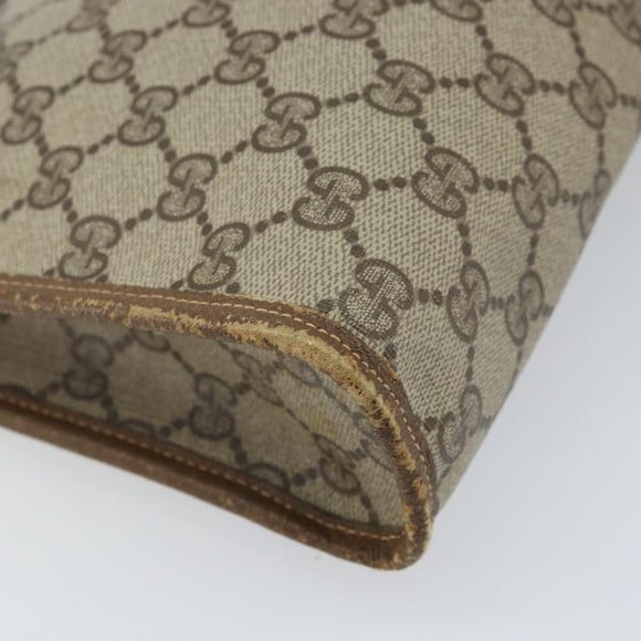 GUCCI GG Supreme Clutch Bag PVC Beige Gold 97 01 038 Auth 173939