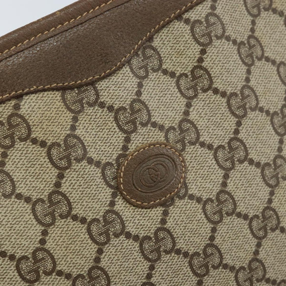 GUCCI GG Supreme Clutch Bag PVC Beige Gold 97 01 038 Auth 173939