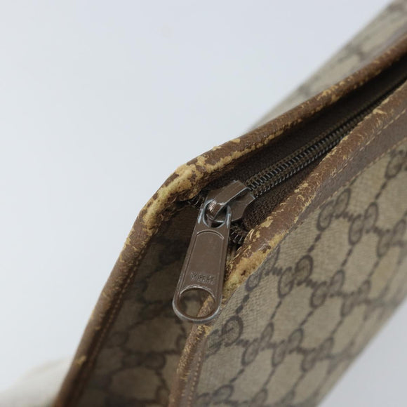 GUCCI GG Supreme Clutch Bag PVC Beige Gold 97 01 038 Auth 173939