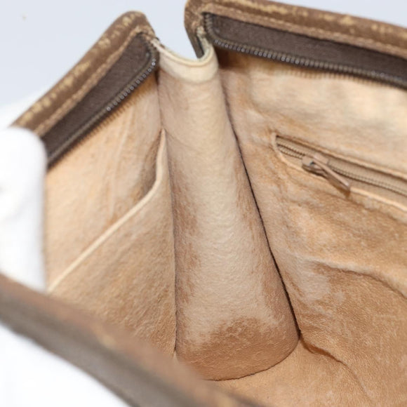 GUCCI GG Supreme Clutch Bag PVC Beige Gold 97 01 038 Auth 173939