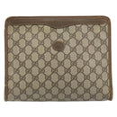 GUCCI GG Supreme Clutch Bag PVC Beige Gold 97 01 038 Auth 173939-13