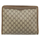 GUCCI GG Supreme Clutch Bag PVC Beige Gold 97 01 038 Auth 173939-2