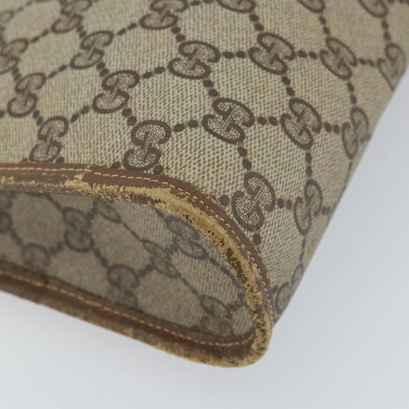 GUCCI GG Supreme Clutch Bag PVC Beige Gold 97 01 038 Auth 173939