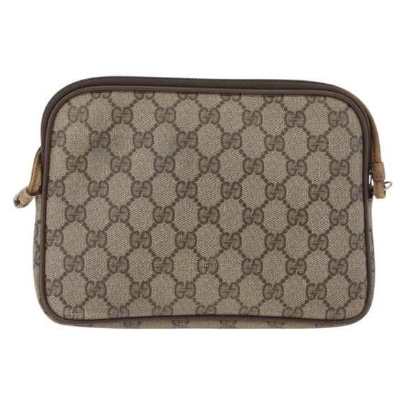 GUCCI GG Supreme Shoulder Bag PVC Beige Gold 97 02 068 Auth 173940